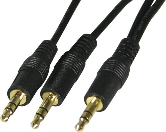 DELTACO MM-17, Adapter from 1x to 2x 3.5 meter (Male) stereo jack, 2 meters