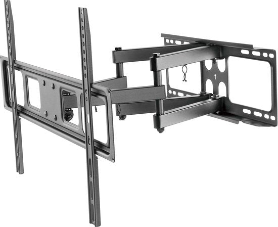 Deltaco ARM-1203, Swivel Wall Mount, 3x pivot point, monitor or TV, TV mount, 37 to 70 inch, max. 40kg, tiltable, wall mount, VESA, curved TV, with spirit level - black