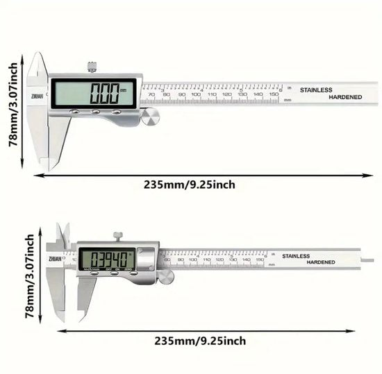 Digitale Schuifmaat 150mm - Rvs - Extra batterijen - Opbergcase