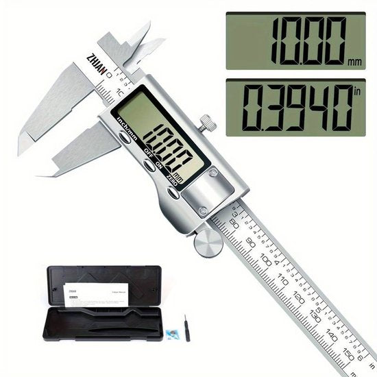 Digitale Schuifmaat 150mm - Rvs - Extra batterijen - Opbergcase