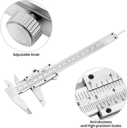 RVS Schuifmaat Hoge Precisie 6"/150 mm 005 mm/1/128" Tolerantie met Borgschroef