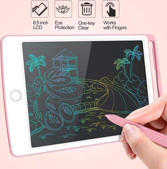 Tekentablet - LCD Tekentablet kinderen - Grafische tablet kinderen - Kindertablet - Roze -  8.5 inch