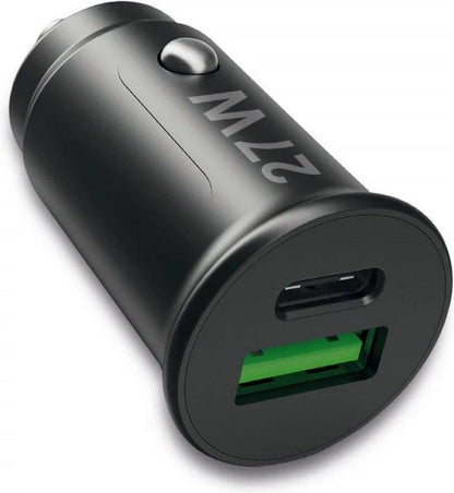 Fontastic 261527 Losse Autolader USB-A en Type-C - Snellader - 27W - Zwart