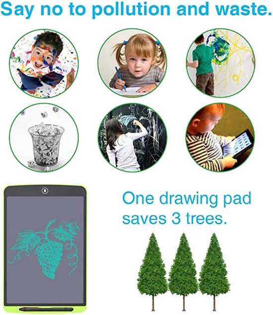 LCD Tekentablet Kinderen- 12 inch -  lcd schrijfbord- Kids Tablet - Tekenpad - Wit