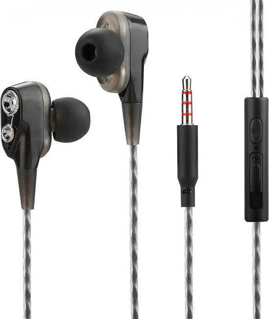 Fontastic 255144 In-Ear Headset - Oordopjes - HD Geluid - Dual Driver - Zwart