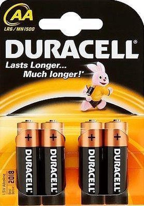 Duracell DRBLR6B4 Basic AA Batterijen - 1.5V Alkaline - 15x Extra Life - 4 stuks