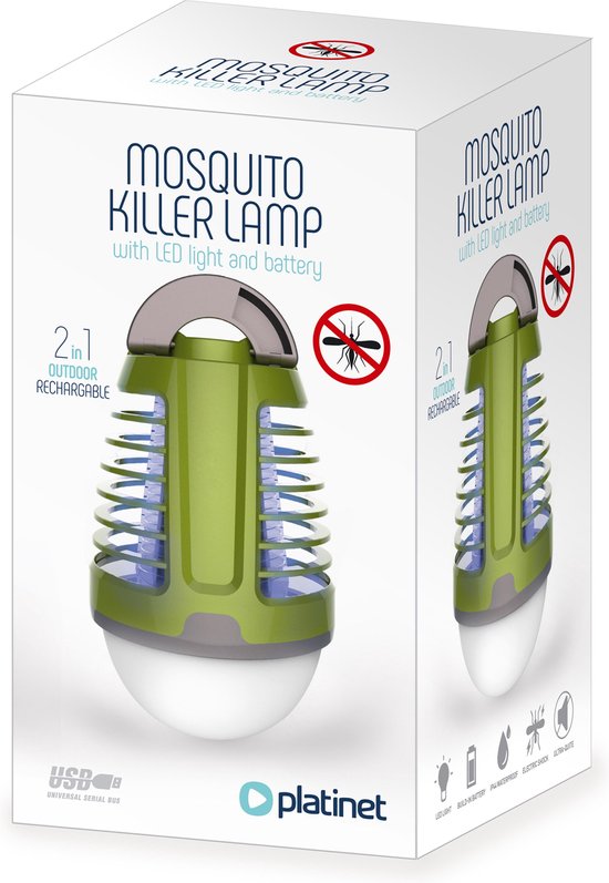 PLATINET PMKL6500 Muggenlamp en LED lantaarn - 6500K - IP44 - Groen-wit