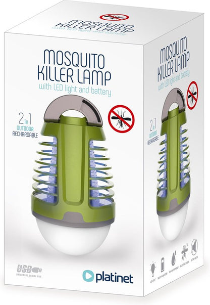 PLATINET PMKL6500 Muggenlamp en LED lantaarn - 6500K - IP44 - Groen-wit