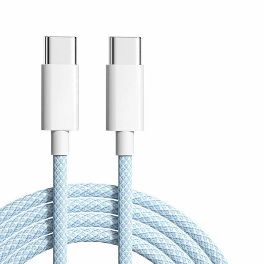 NÖRDIC USBC-502 USB-C naar USB-C Kabel - USB2.0 - 2.4A - 480Mbps - 60W - 50cm - Blauw