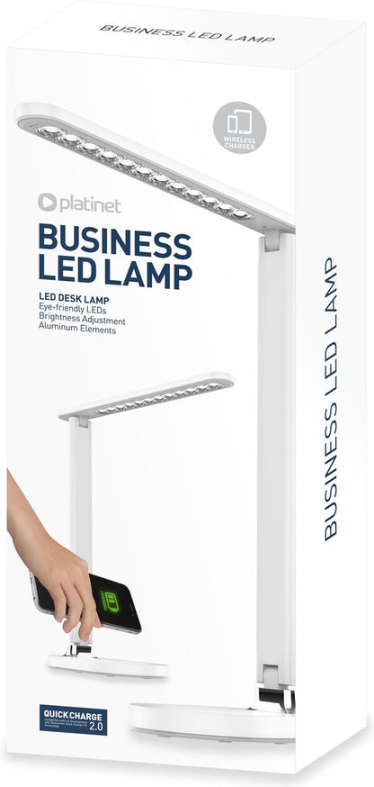 Platinet PDL081W LED Bureaulamp 18W met ingebouwde draadloze oplader (QI) voor smartphones, AirPods etc. wit