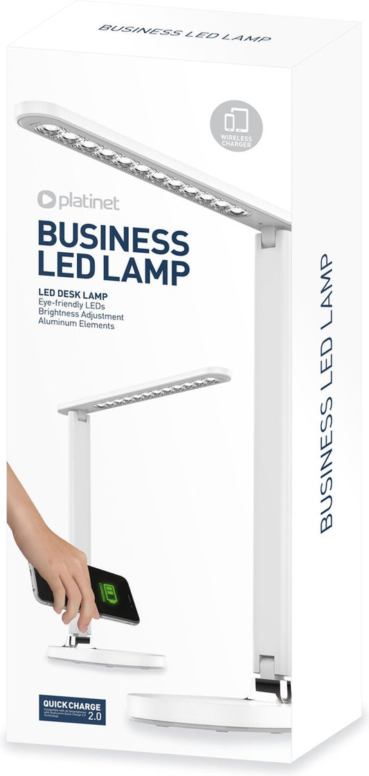 Platinet PDL081W LED Bureaulamp 18W met ingebouwde draadloze oplader (QI) voor smartphones, AirPods etc. wit