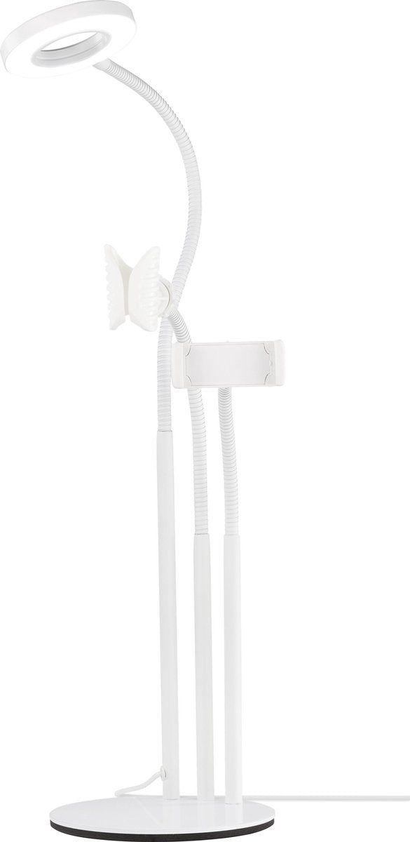 DELTACO ARM-280 3-in- één Selfie Ringlamp voor smartphone - Met microfoonhouder - Wit