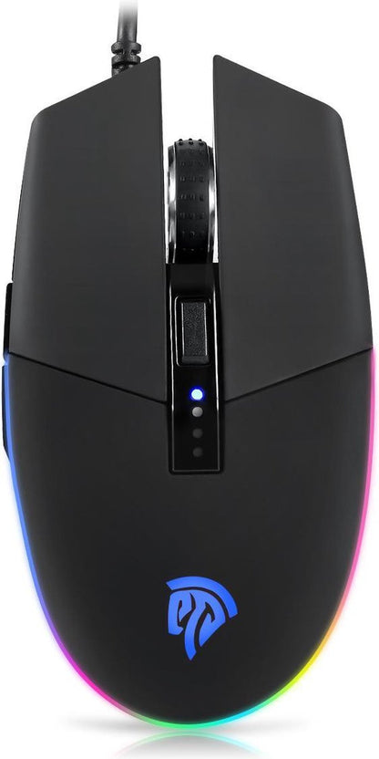 EasySMX V50 USB gaming mouse, RGB LED lighting, 7000 DPI, Wired, black