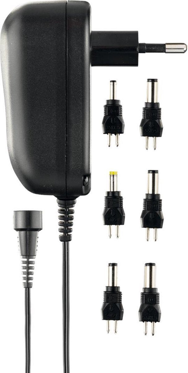 DELTACO PSR-06A Universele voedingsadapter - 7.2W - 6 Verwisselbare connectoren - Zwart