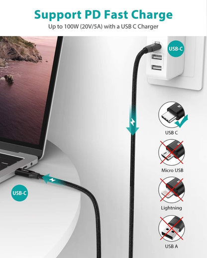 NÖRDIC USBC-N1022 USB-C naar USB-C kabel - USB3.2 Gen1 - PD60W - 5Gbps - 1m - Zwart