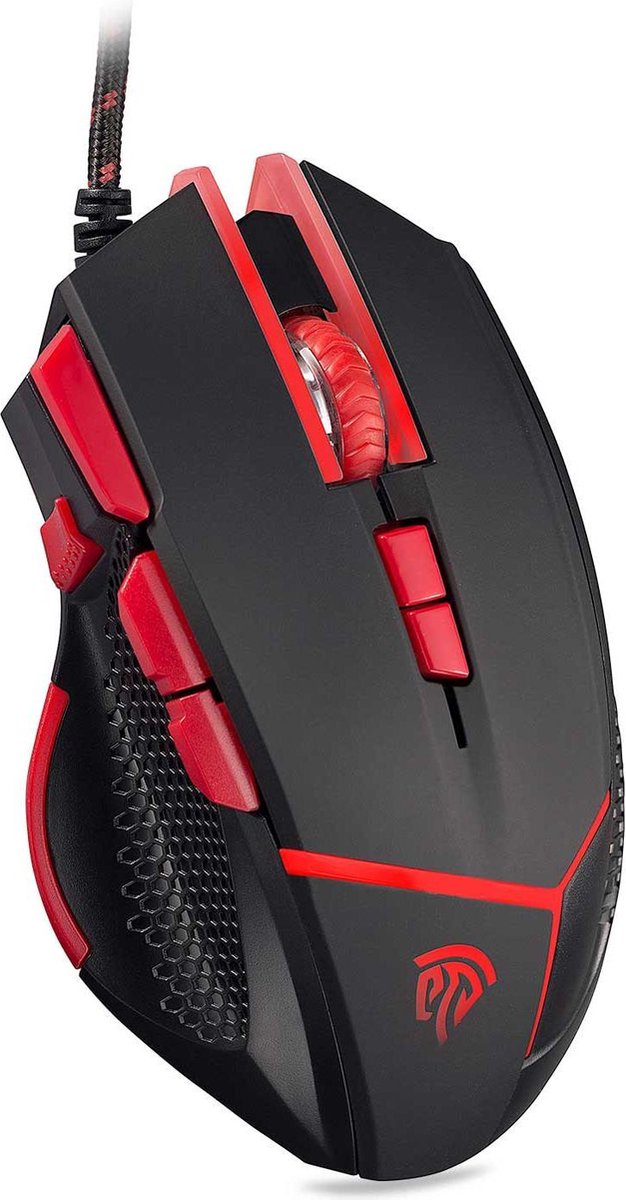 EasySMX V18 USB gaming muis, LED, 4200 DPI, Ergonomische muis, zwart/rood
