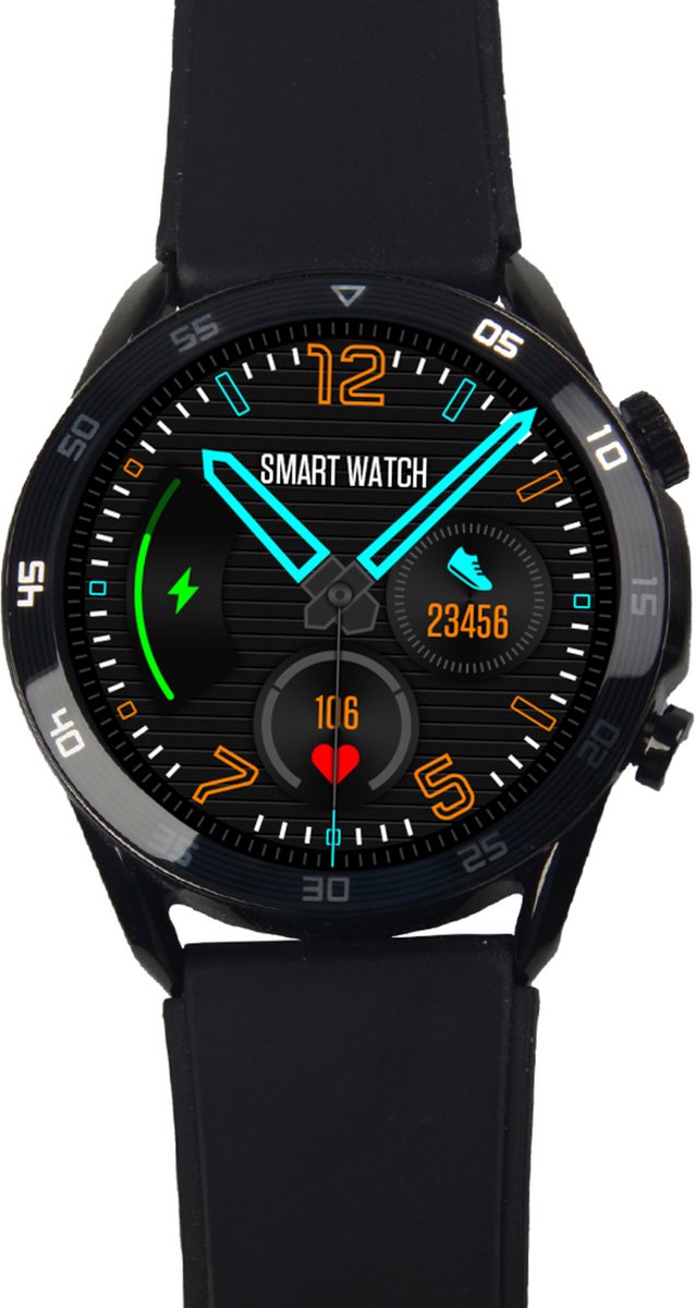 Fontastic Smartwatch - 262746 - Gezondheidmeter - Appverbinding - Muziekspeler - Draadloos opladen - Zwart