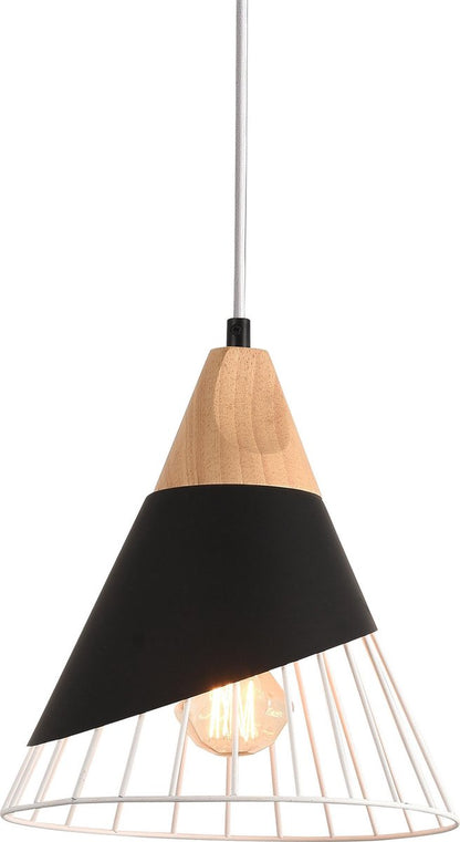 PLATINET PPL02B IRIS Hanging lamp black metal with wood accent E27 fitting maximum 40W black, brown