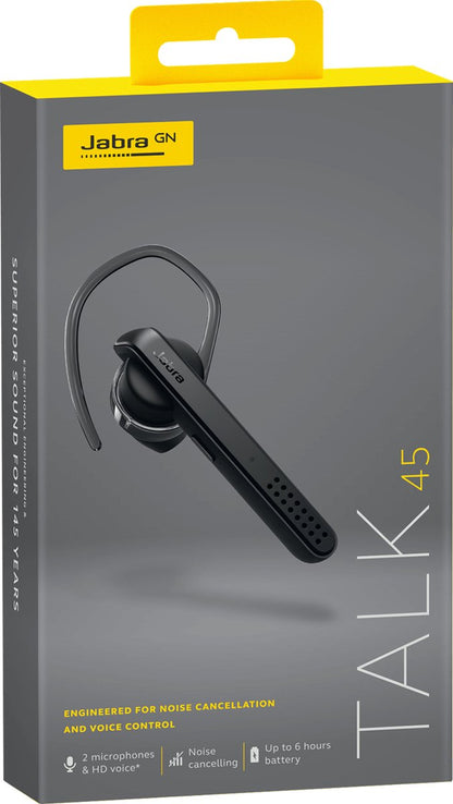 Jabra Talk 45 - Draadloze Noise Cancelling Headset - In-ear met oorschelp - Oproepen/muziek - Micro-USB - Bluetooth - Zwart