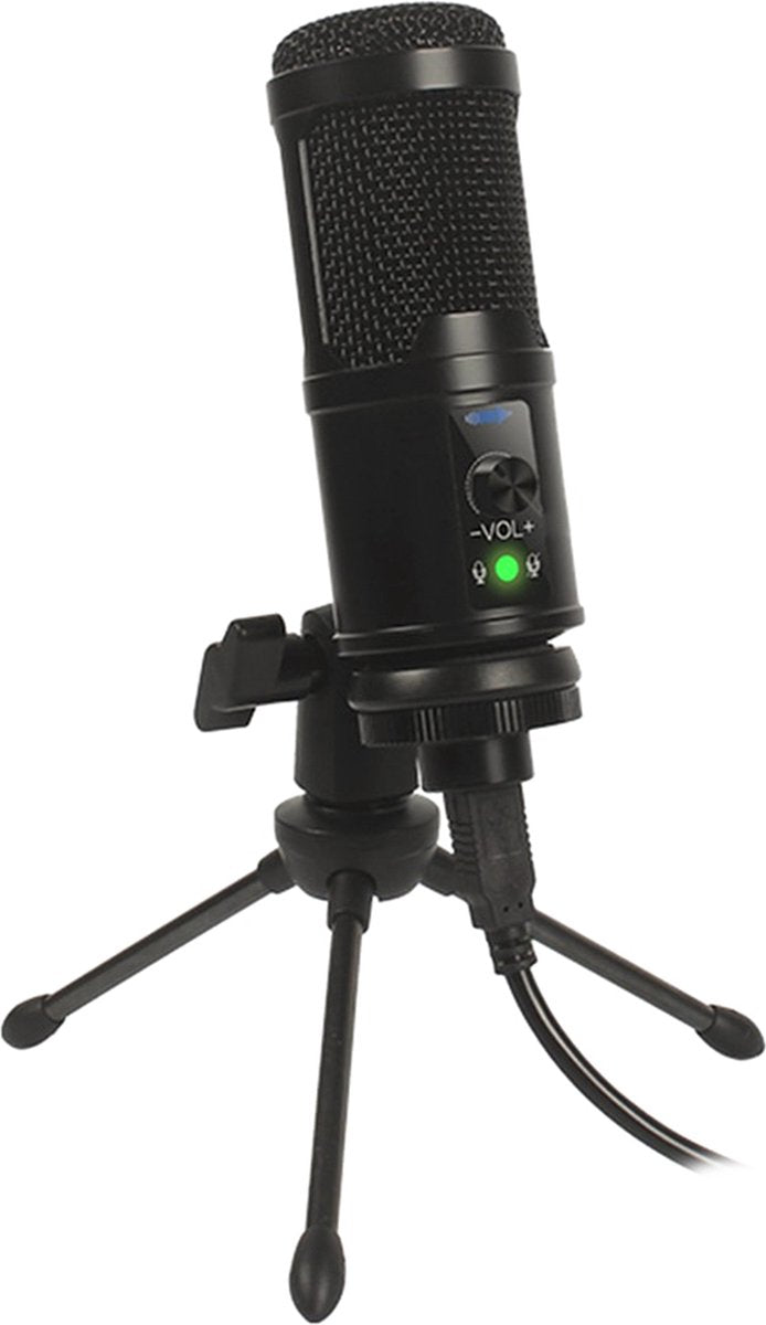 Platinet VGMTB2 VARR Gaming microfoon TUBE - USB vlogging, podcasting & studio microfoon incl. tripod en plopkap - zwart