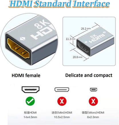 NÖRDIC HDMI-N5015 - HDMI 2.1 - 8K - Vrouwelijk naar Vrouwelijk kabelverlenger - HDMI koppelstuk