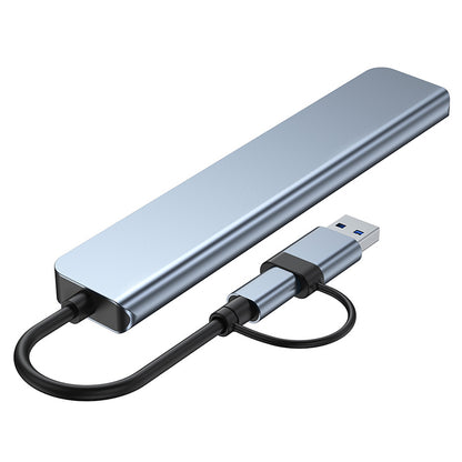 NÖRDIC USBC-HUB11 USB-C Hub - 4x USB, 1xUSB-C 3.1, 1xSD, 1xmicroSD, 1x 3,5mm jack - Grijs