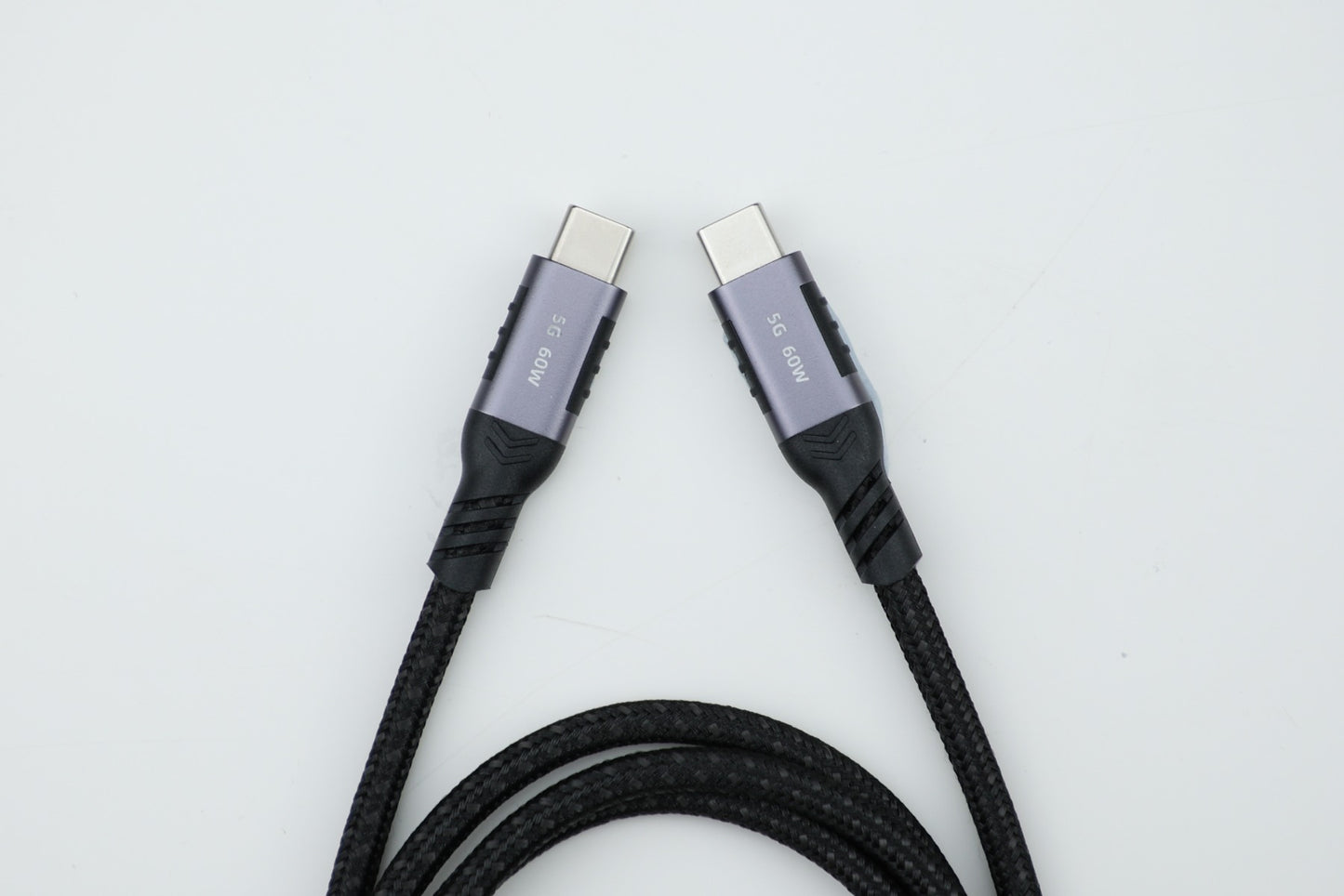 NÖRDIC USBC-N1263 USBC naar USBC kabel - USB3.2 -5Gbps Data - 60W Power Delivery - Nylondraad - 1.5m - Spacegrijs