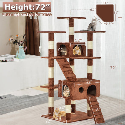 BestPet CT-T07-Brown Krabpaal voor katten - Speelhuis - Bruin