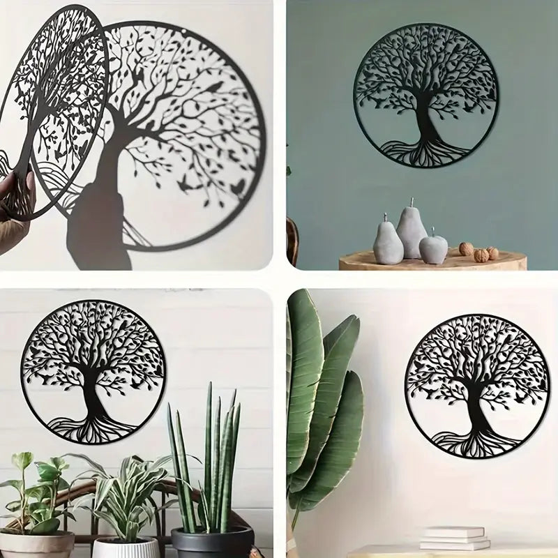 Moderne Metalen Levensboom Muurkunst – Stijlvolle Wanddecoratie voor Binnen & Buiten – 30x30cm
