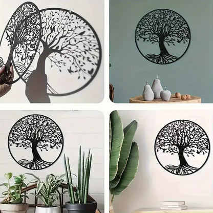 Moderne Metalen Levensboom Muurkunst – Stijlvolle Wanddecoratie voor Binnen & Buiten – 30x30cm
