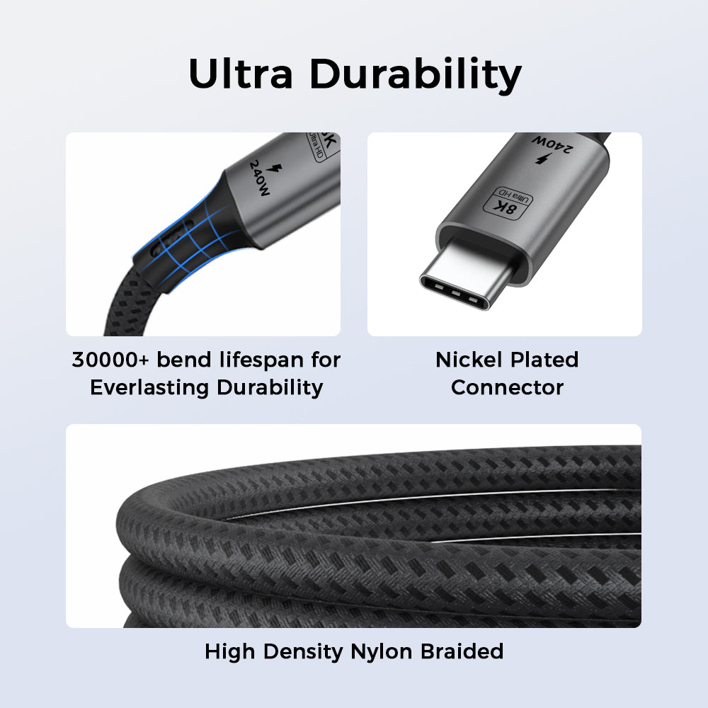 Delmark USB-C 4.0 Kabel - 1 meter- USB4 40Gbps, 8K Video, PD 240W - Fast Charging - Thunderbolt 3/4 Compatibel