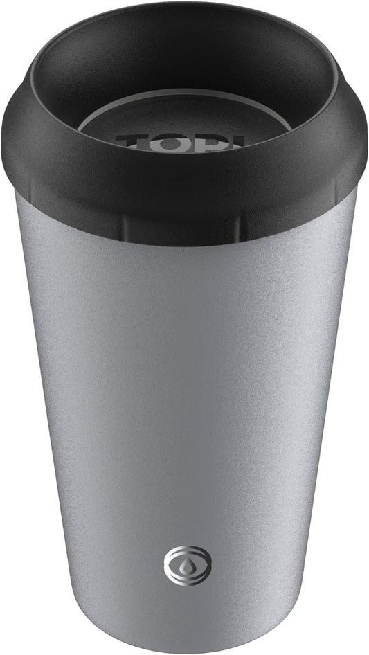 TOPL TPL12SG Lekvrije Thermosbeker - Vacuüm geïsoleerd - Roestvrijstaal - Met slimme deksel - 355 ML - Grijs