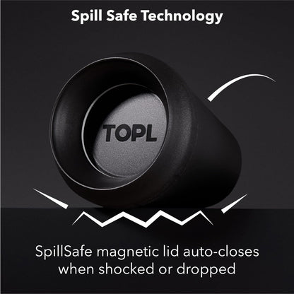 TOPL TPL8JB Leak-proof Thermos Cup - Vacuum Insulated - Stainless Steel - With Smart Lid - 236 ML - Black