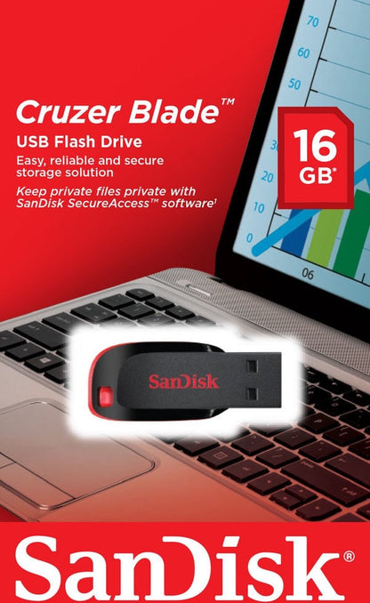 Sandisk SDCZ50-016G-B35 Cruzer Blade | 16GB | USB 2.0A - USB Stick
