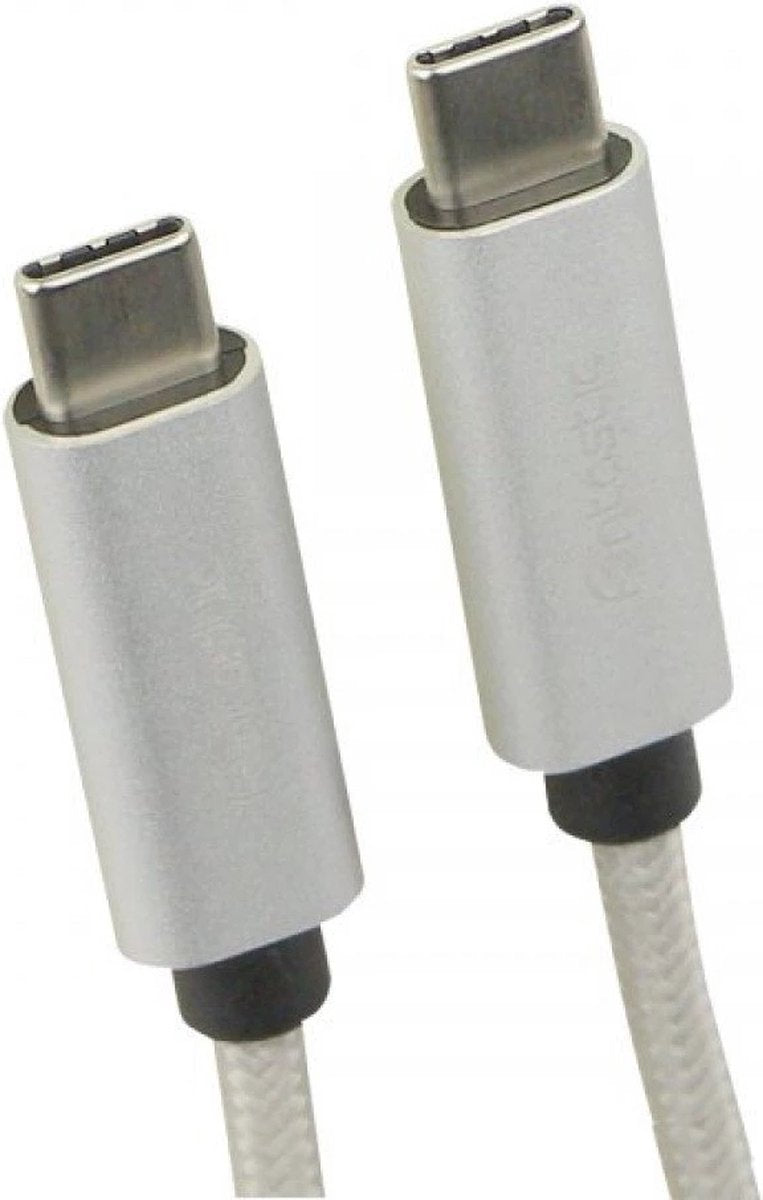 Fontastic 251221 Oplaadkabel-Datakabel, USB Type C Male naar USB Type C Male - 1 meter - Zilver