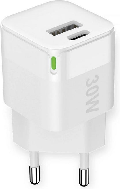 Fontastic 261367 Loose AC Charger USB-A and Type-C - Fast Charger - 30W - White