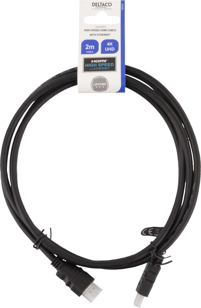 DELTACO HDMI-920, HDMI to HDMI cable, Ultra High speed, 4K, 60Hz, 2 m, black