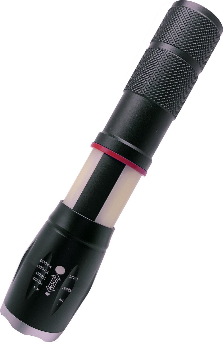 Platinet PAF10W Tactical rechargeable aluminum LED flashlight with extra LED light panel and power bank function black