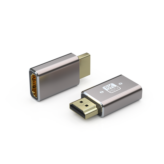 NÖRDIC HDMI-5021 - HDMI-adapter - mannelijk naar vrouwelijk - 8K60Hz & 4K120Hz - Dynamic HDR 48Gbps - eARC - Grijs