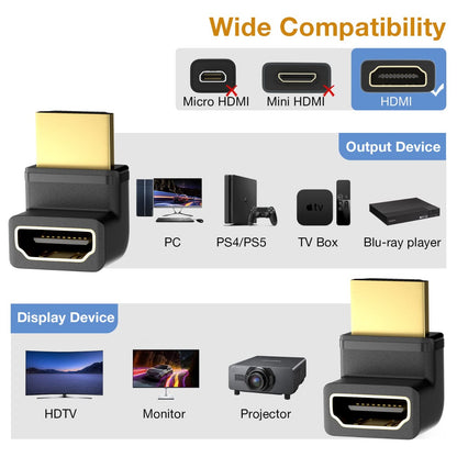NÖRDIC HDMI-N5017 - angled HDMI 2.1 adapter - 8K60Hz / 4K120Hz - HDR - Black