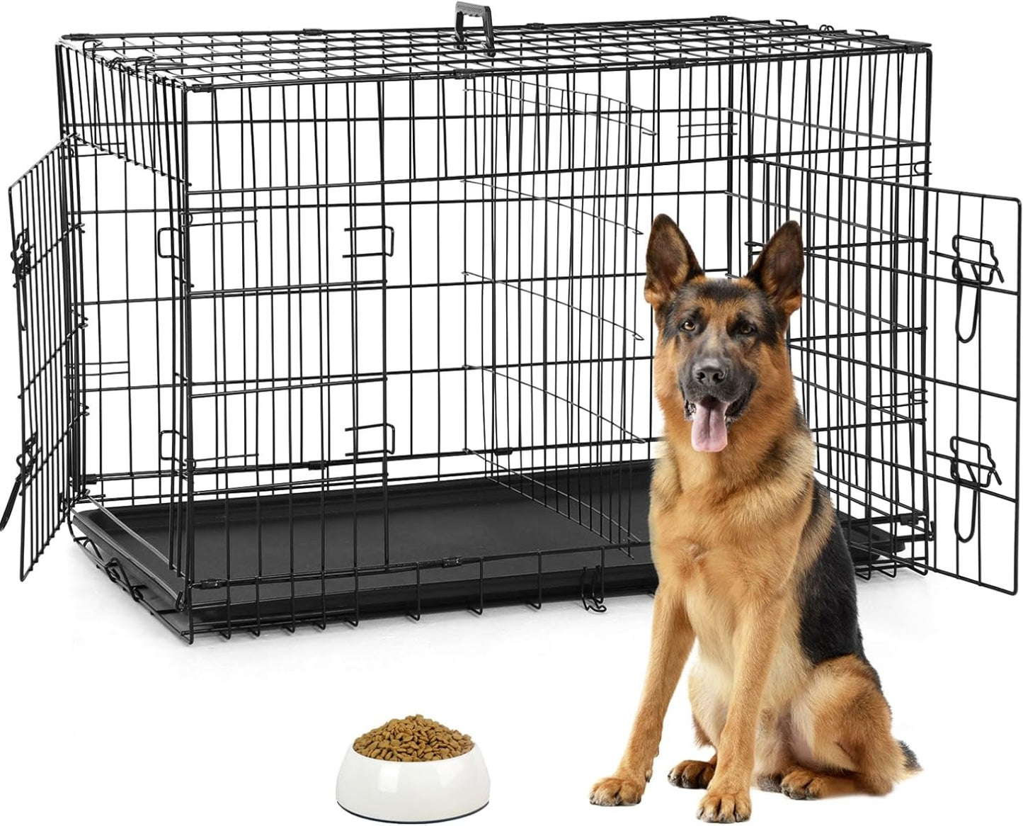 BestPet TY-PC600-Black Dog Kennel - 106x76x68 cm - Double Doors - Foldable - Black