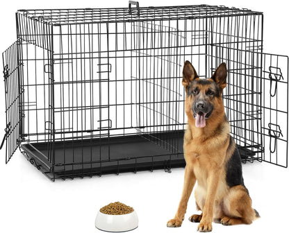 BestPet TY-PC600-Black Dog Kennel - 106x76x68 cm - Double Doors - Foldable - Black