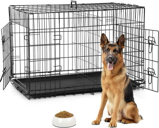 BestPet TY-PC600-Black Hondenkennel - 106x76x68 cm - Dubbele deuren - Opvouwbaar - Zwart