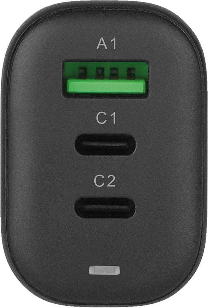 Fontastic 260711 Loose AC Charger USB-A and 2 x Type-C - Fast Charger - 65W - Black