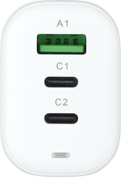 Fontastic 260728 Loose AC Charger USB-A and 2 x Type-C - Fast Charger - 65W - White