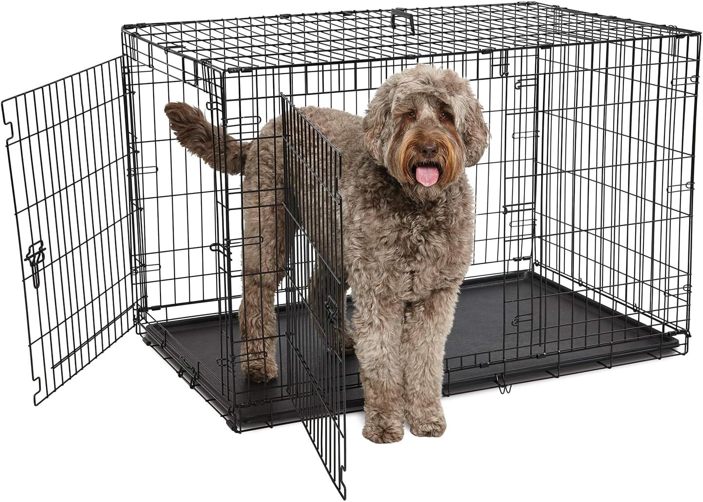 BestPet TY-PC600-Black Dog Kennel - 106x76x68 cm - Double Doors - Foldable - Black