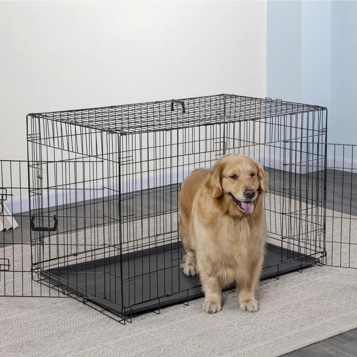 BestPet TY-PC600-Black Dog Kennel - 106x76x68 cm - Double Doors - Foldable - Black