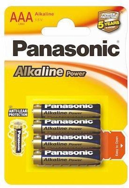Panasonic PBALR03B4 AAA batterijen - Alkaline Power - 4 Stuks