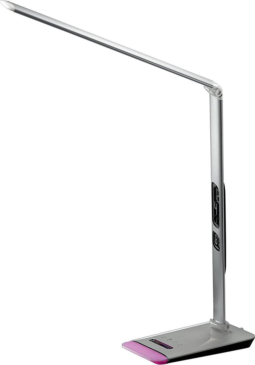 LED Bureaulamp tafellamp nachtlamp met tijd, datum en temperatuur (zilver)