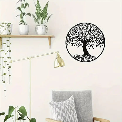 Moderne Metalen Levensboom Muurkunst – Stijlvolle Wanddecoratie voor Binnen & Buiten – 30x30cm
